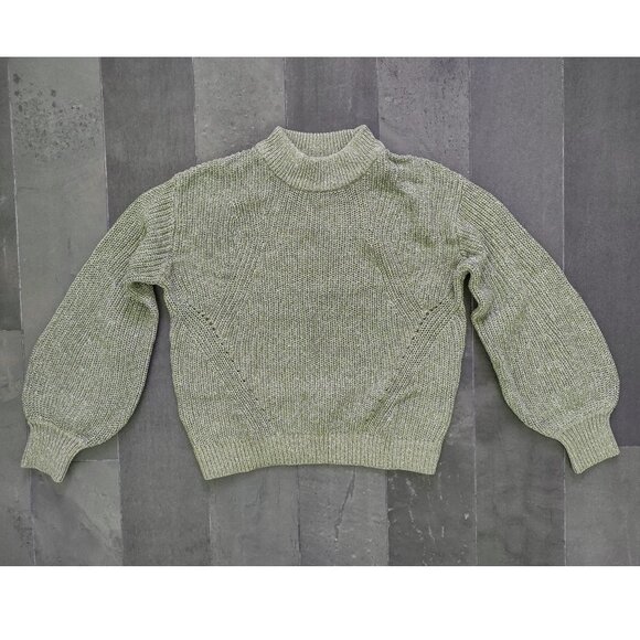 H&M sage green mock neck sweater with metallic thread - S - Picture 1 of 8